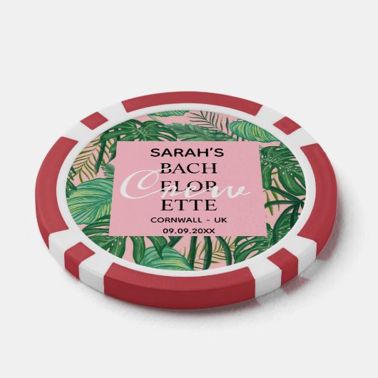 Schattigee tropische palmroze vrijgezellenbruiloft poker chips (Enkel)