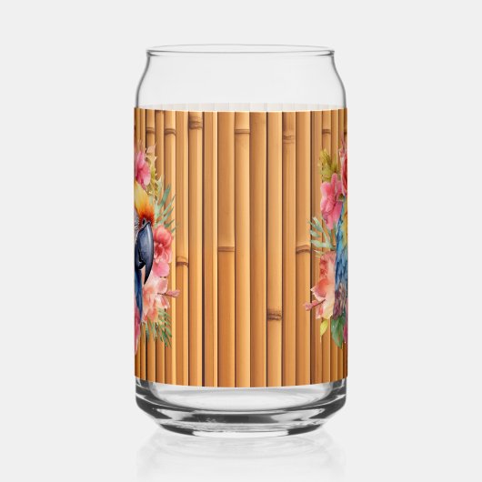 Schattigee Tropische papegaai strand party home ba Blikvorm Glas (Links)