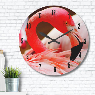 Schattigee Tropische Roze Flamingo Grote Klok