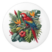 Schattigee tropische strandhuispapegaai keramische knop (Voorkant)