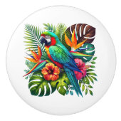 Schattigee tropische strandhuispapegaaien keramische knop (Voorkant)