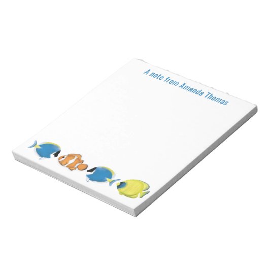 Schattigee tropische vis gepersonaliseerd notitieblok (Linkerzijde)