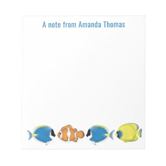 Schattigee tropische vis gepersonaliseerd notitieblok (Voorkant)
