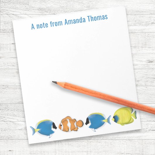 Schattigee tropische vis gepersonaliseerd notitieblok