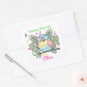 Schattigee tropische vogel "Sassy Parrot Vibes" zo Vierkante Sticker (Envelop)