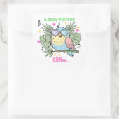 Schattigee tropische vogel "Sassy Parrot Vibes" zo Vierkante Sticker (Tas)