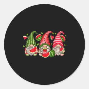 Schattigee Tropische Watermeloen Gnomies Zomer Vac Ronde Sticker