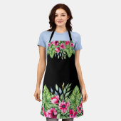 Schattigee Tropische Waterverf Bloemen Schort (Gedragen)