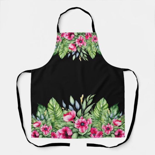 Schattigee Tropische Waterverf Bloemen Schort (Voorkant)