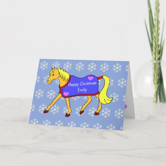 Schattigee Trotting Pony Christmas Kaart (Voorkant)