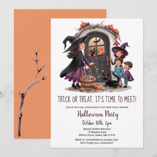 Schattigee truc traktatie kinder snoepjes Hallowee Kaart (Voorkant / Achterkant)