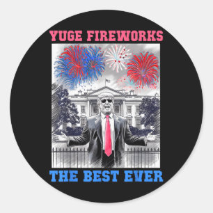 Schattigee Trump 4 juli Yuge Vuurwerk VS Vlag Sum Ronde Sticker