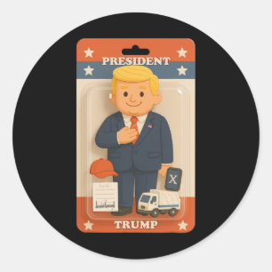 Schattigee Trump Action Figure Trend Shirt Ronde Sticker