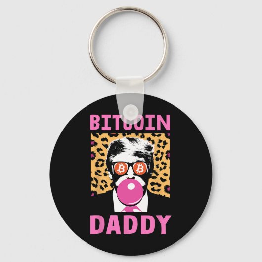 Schattigee Trump Bitcoin Daddy Crypto Finance Mone Sleutelhanger (Voorkant)