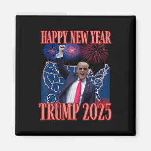Schattigee Trump Gelukkig Nieuwjaar 2025 45 47 Out Magneet