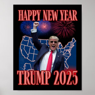 Schattigee Trump Gelukkig Nieuwjaar 2025 45 47 Out Poster
