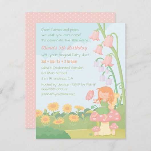 Schattigee tuin fee meisje verjaardagsfeestje uitn kaart (Voorkant / Achterkant)