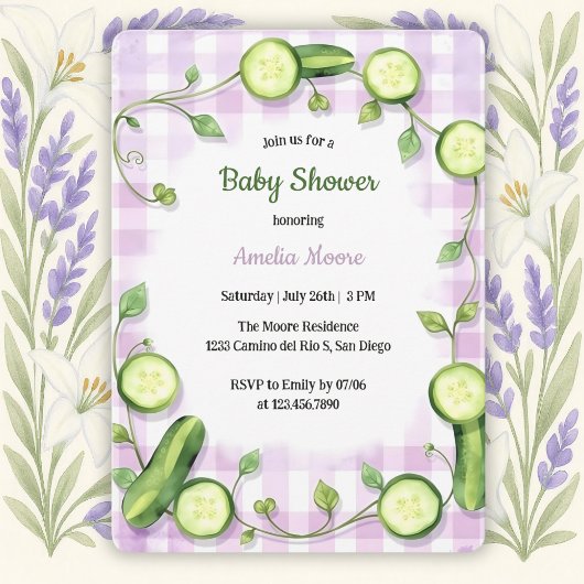 Schattigee tuin Fresh Theme Komkommer Baby shower Kaart