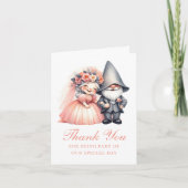 Schattigee Tuin Gnome Oranje bruiloft Dank u Kaart (Voorkant)