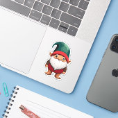 Schattigee Tuin Gnome Sticker (Laptop met iPhone)