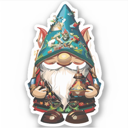 Schattigee Tuin Gnome Sticker (Voorkant)