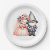 Schattigee Tuin Gnome Woodland Sinaasappel bruilof Papieren Bordje (Voorkant)