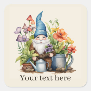 Schattigee Tuin gnoom tekst toevoegen Vierkante Sticker