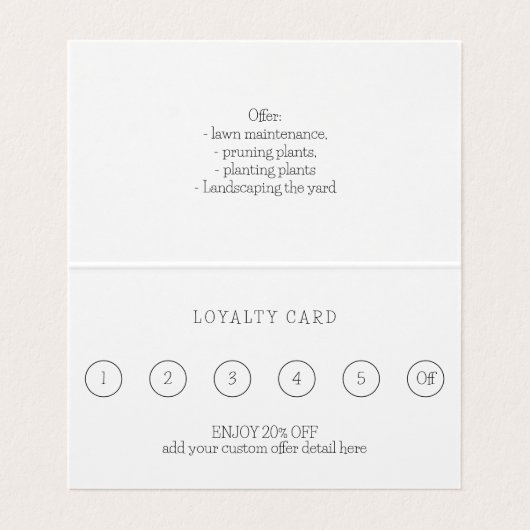 Schattigee tuin kabouters 6 stoten loyaliteit visitekaartje (Binnenkant ongevouwen)