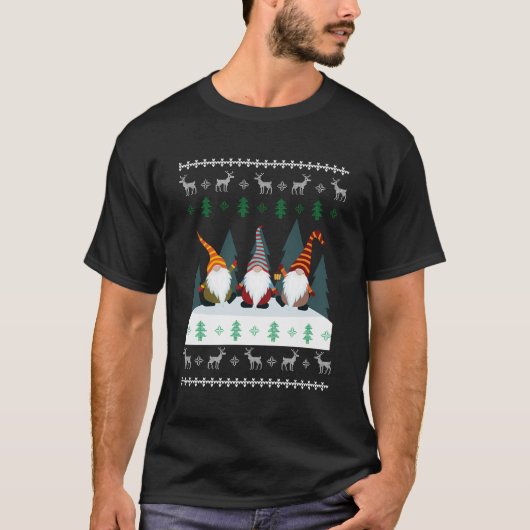 Schattigee tuin kabouters Xmas elf lelijke kerst l T-shirt (Voorkant)