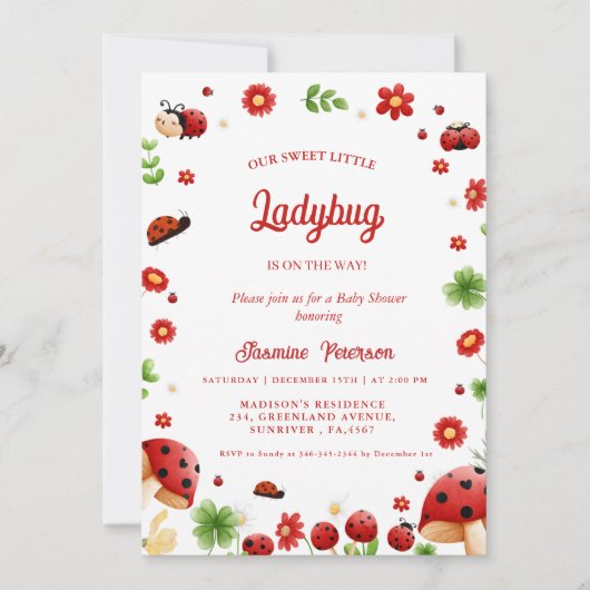 Schattigee Tuin kleine bug baby shower Kaart (Voorkant)