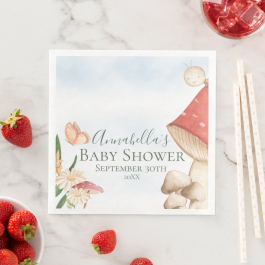 Schattigee Tuin Paddenstoelen en Ladybug Baby show Servet (Insitu)