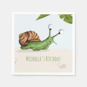 Schattigee tuin slak verjaardagsfeestje servet (Voorkant)