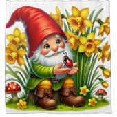 Schattigee tuinkabouter met bloemen douchegordijn (Voorkant)