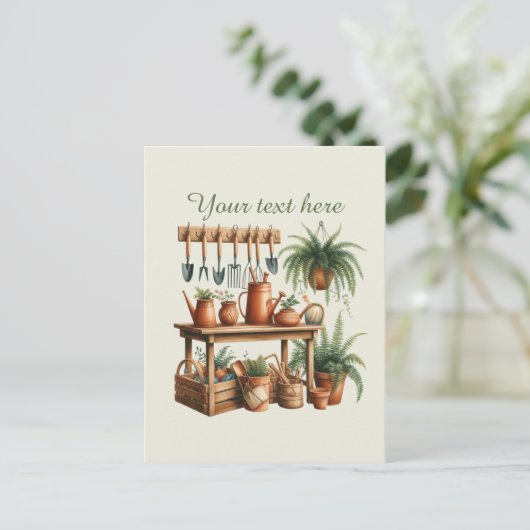 Schattigee tuinliefhebbers aanpasbaar briefkaart (Staand voorkant)