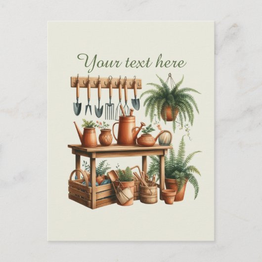 Schattigee tuinliefhebbers aanpasbaar briefkaart (Voorkant)