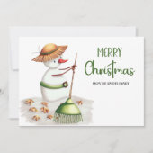 Schattigee tuinman Sneeuwman Vrolijk Kerstfeest Feestdagenkaart (Voorkant)
