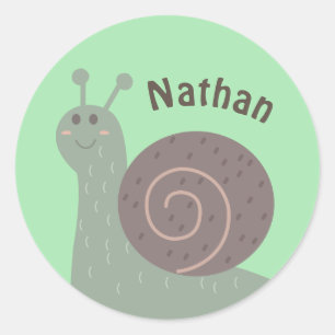 Schattigee Tuinslak Gepersonaliseerde Kinderen Ronde Sticker