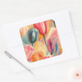 Schattigee tulp kunst schilderij vierkante sticker (Envelop)