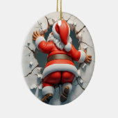 Schattigee Tumbling Kerstman Keramisch Ornament (Rechts)