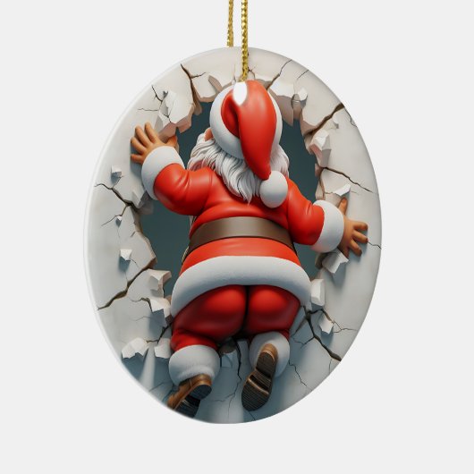 Schattigee Tumbling Kerstman Keramisch Ornament (Rechts)