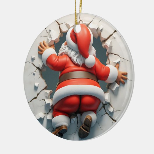 Schattigee Tumbling Kerstman Keramisch Ornament (Links)