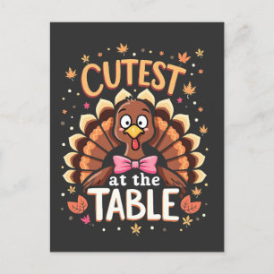 Schattigee Turkije aan tafel Grappige Thanksgiving Briefkaart