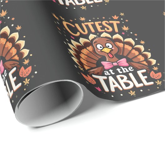 Schattigee Turkije aan tafel Grappige Thanksgiving Cadeaupapier (Rol Hoek)