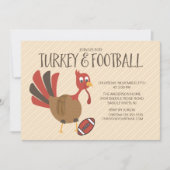 Schattigee Turkije & Football Thanksgiving Uitnodi Kaart (Voorkant)