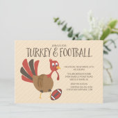 Schattigee Turkije & Football Thanksgiving Uitnodi Kaart (Staand voorkant)