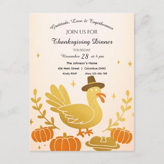 Schattigee Turkije Fun Family Thanksgiving Briefkaart (Voorkant)