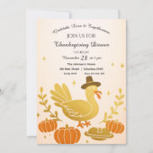 Schattigee Turkije Fun Family Thanksgiving Uitnodi Kaart (Voorkant)