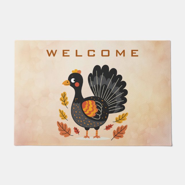 Schattigee Turkije Happy Thanksgiving Doormat Deurmat (Voorkant)