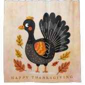 Schattigee Turkije Happy Thanksgiving Douchegordij Douchegordijn (Voorkant)