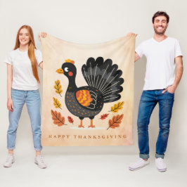Schattigee Turkije Happy Thanksgiving Fleece Deken